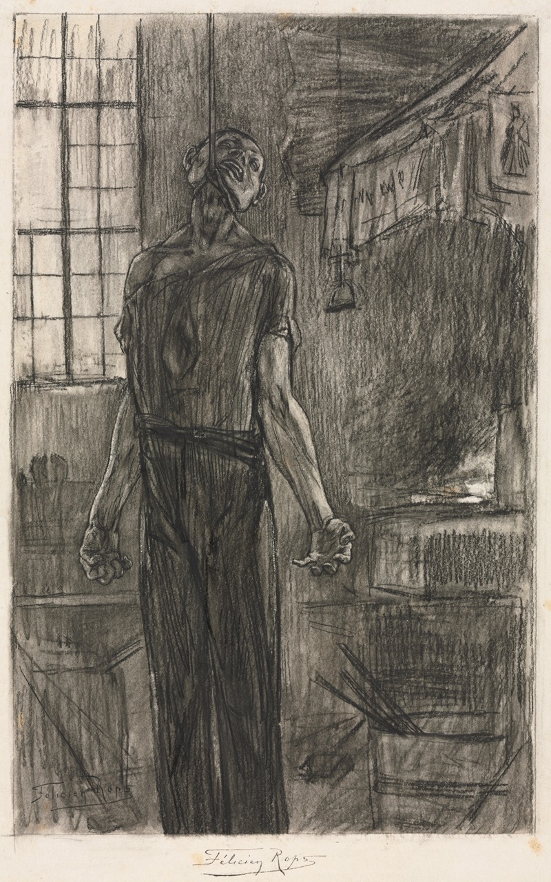 Félicien Rops - The Hanged Man in the Forge