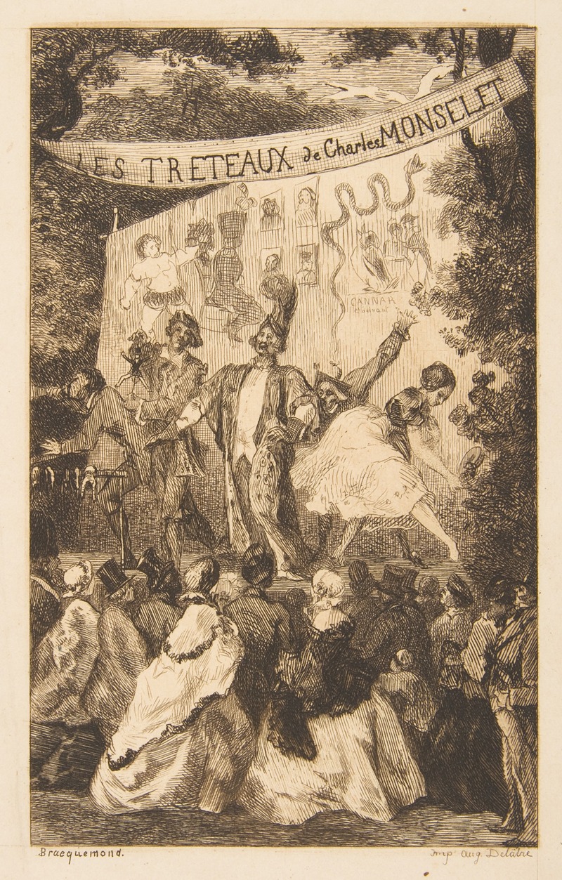 Félix Bracquemond - Frontispiece for ‘Les Tréteaux de Monselet’