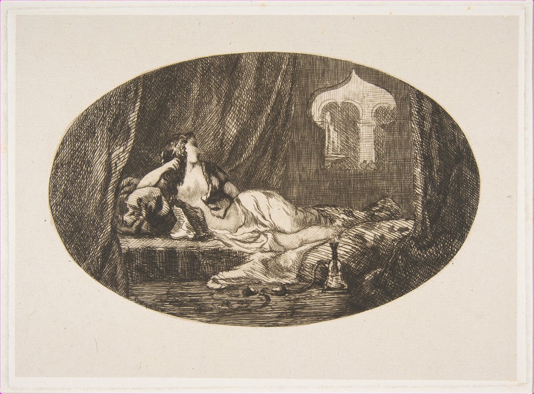 Félix Bracquemond - Odalisque reclining in a harem