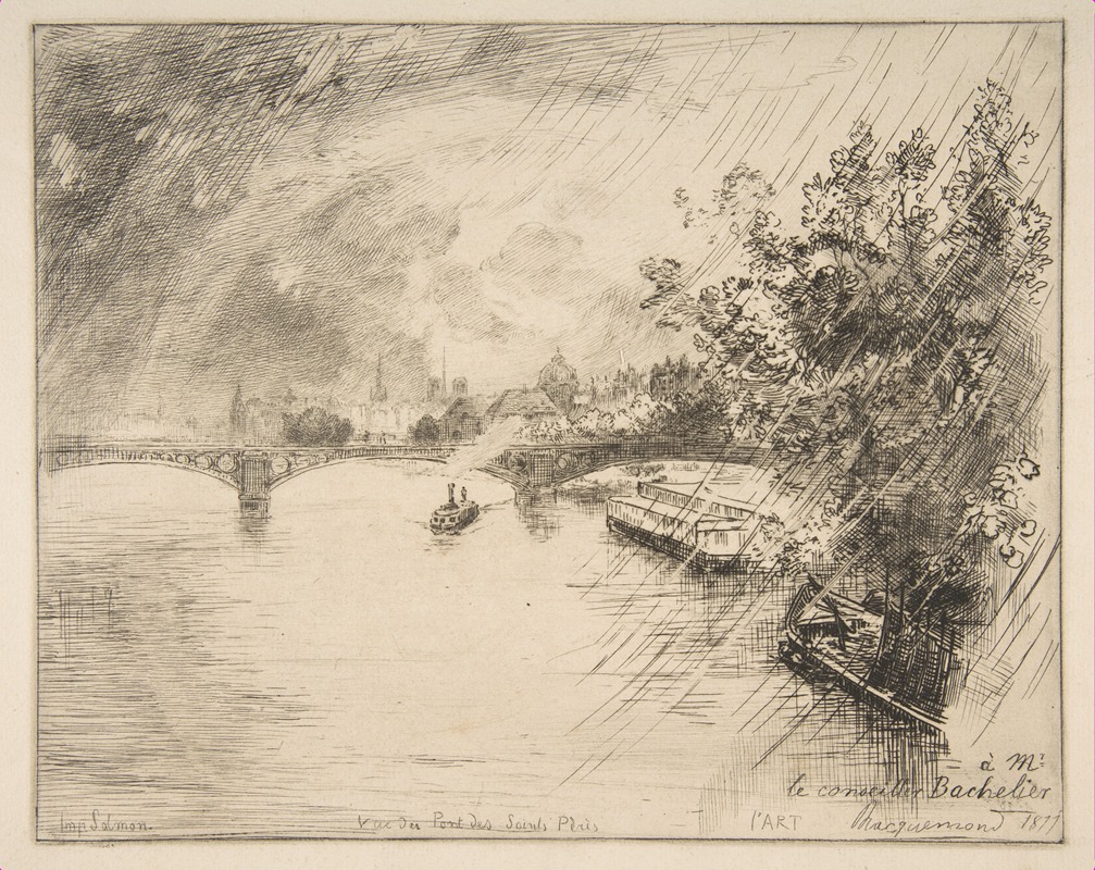 Félix Bracquemond - Vue du Pont des Saints-Pères