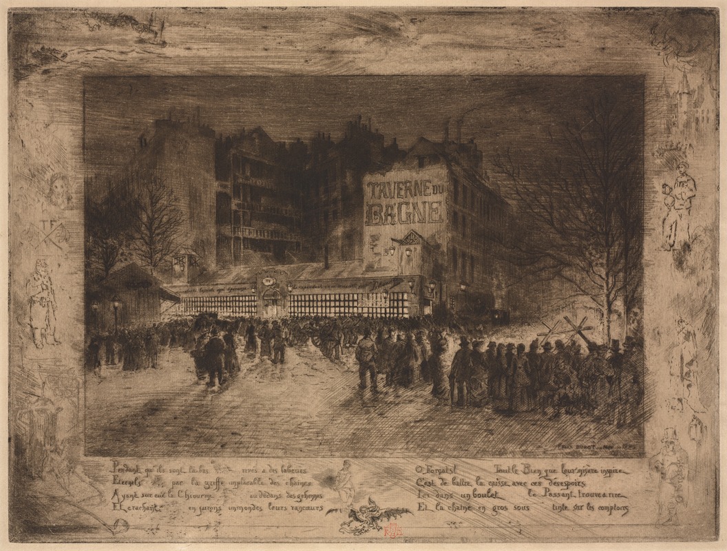 Félix Hilaire Buhot - La Place des Martyrs et la Taverne du Bagne