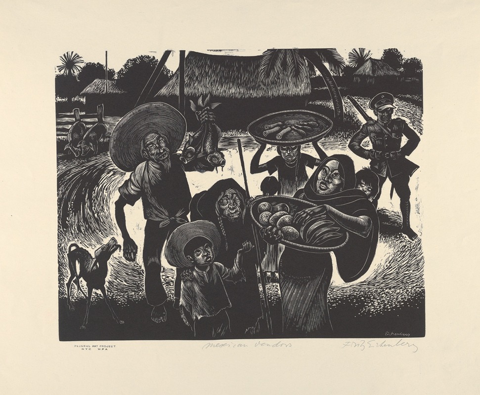 Fritz Eichenberg - Mexican Vendors