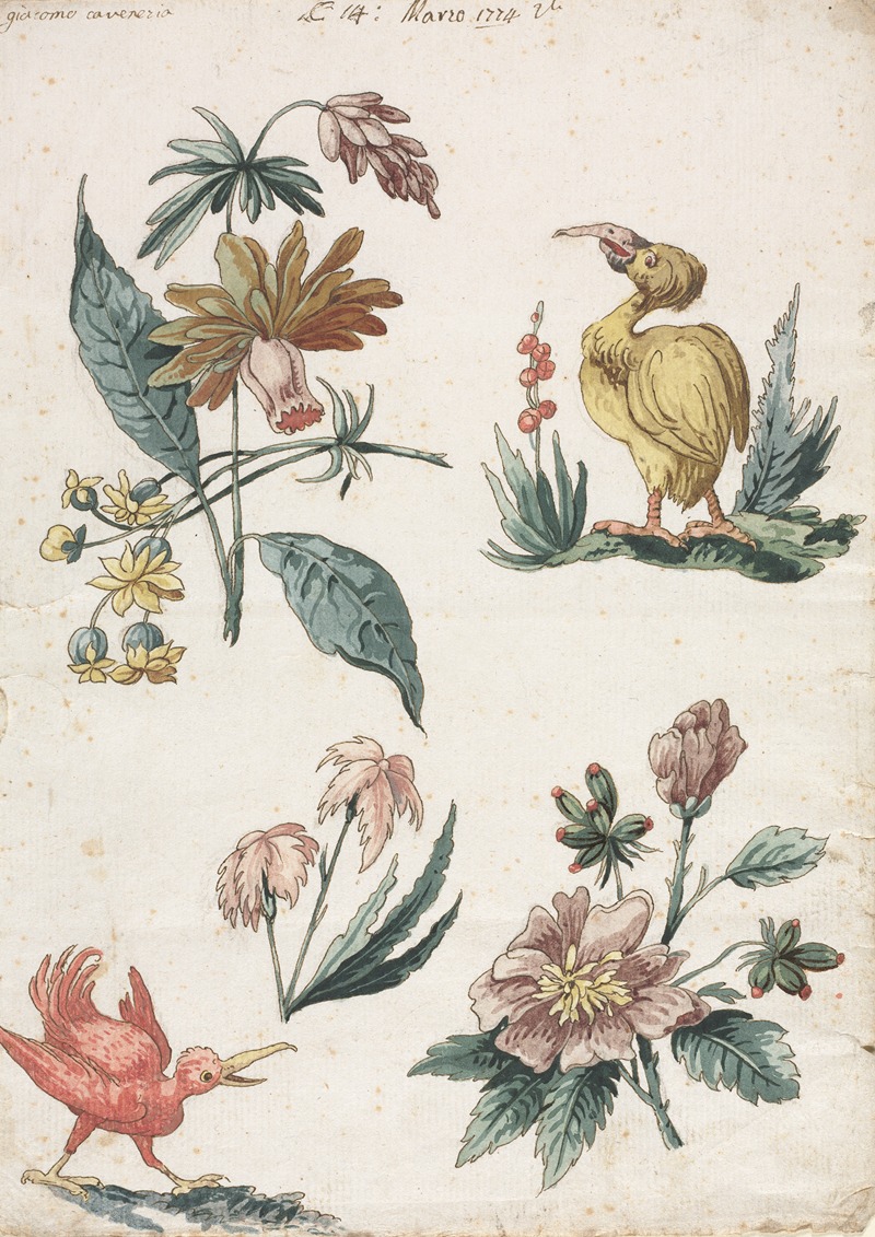 Giacomo Cavenezia - Floral Designs with Two Birds