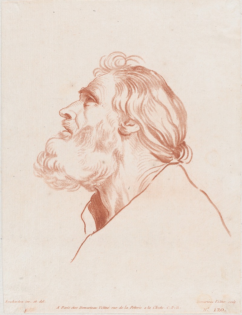 Gilles Demarteau - Bust Portrait of a Man with a Beard