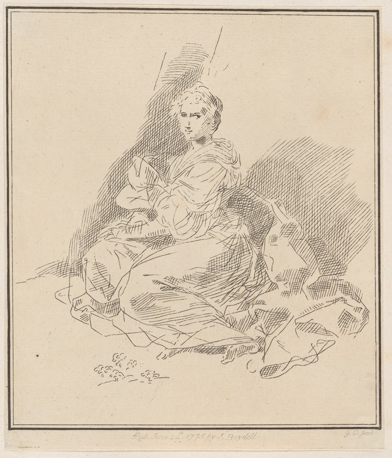 Giuseppe Canale - Female figure seated in a long dress