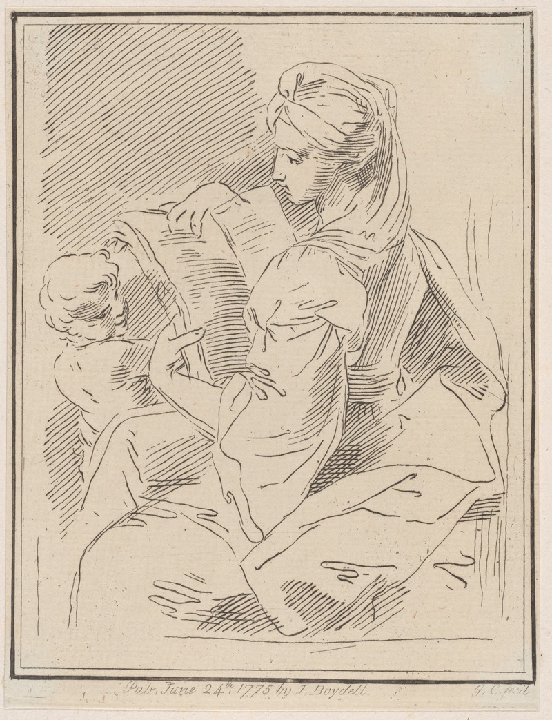 Giuseppe Canale - Sybil holding a book with a child at left