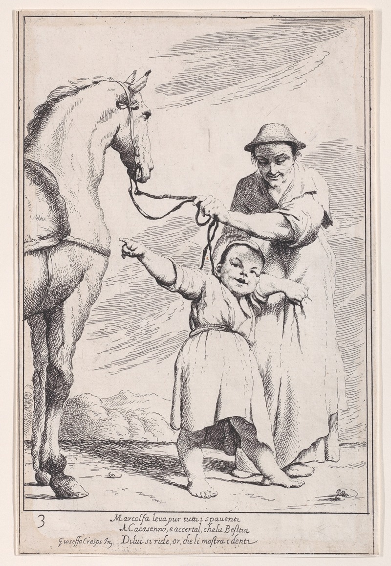 Giuseppe Maria Crespi - Plate 17; Marcolfa shows Cacasenno a horse