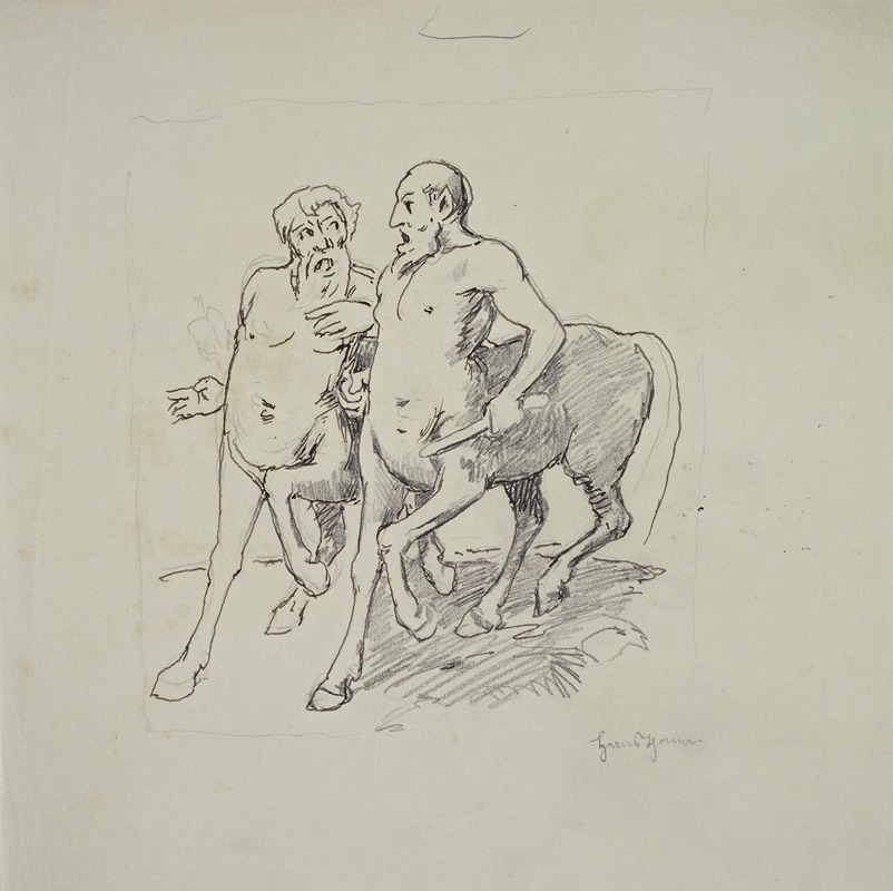 Hans Thoma - Two centaurs in conversation