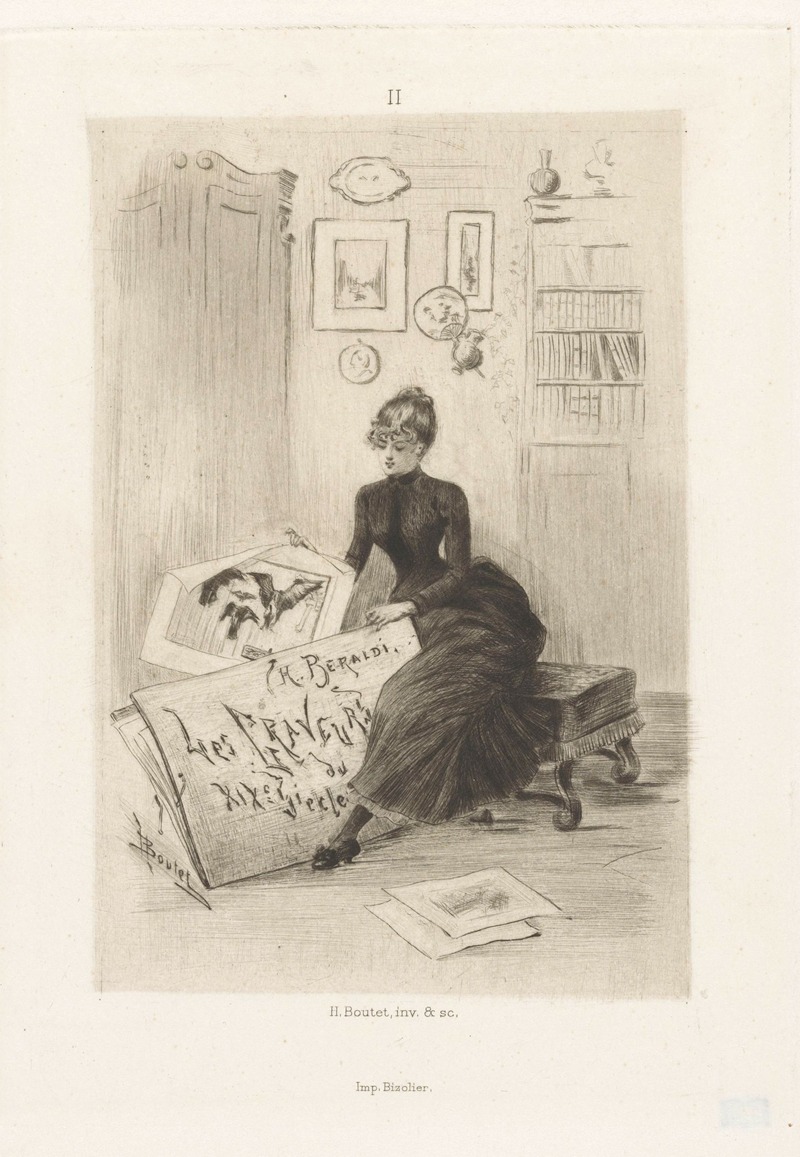 Henri Boutet - Woman takes a print from a portfolio