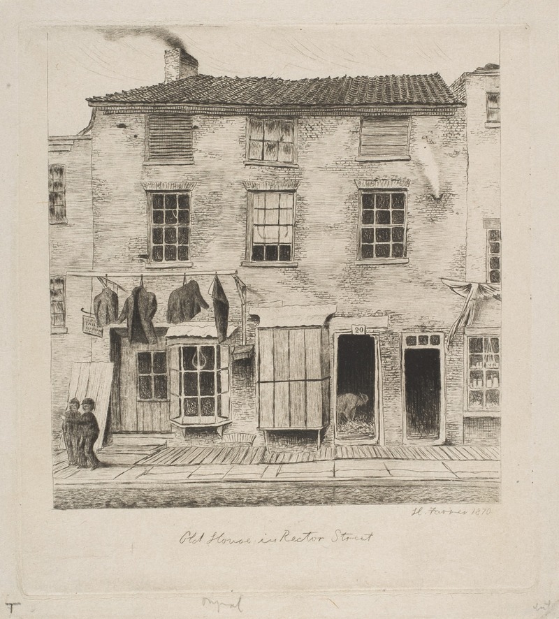 Henry Farrer - Old House in Rector Street, from ‘Scenes of Old New York’.