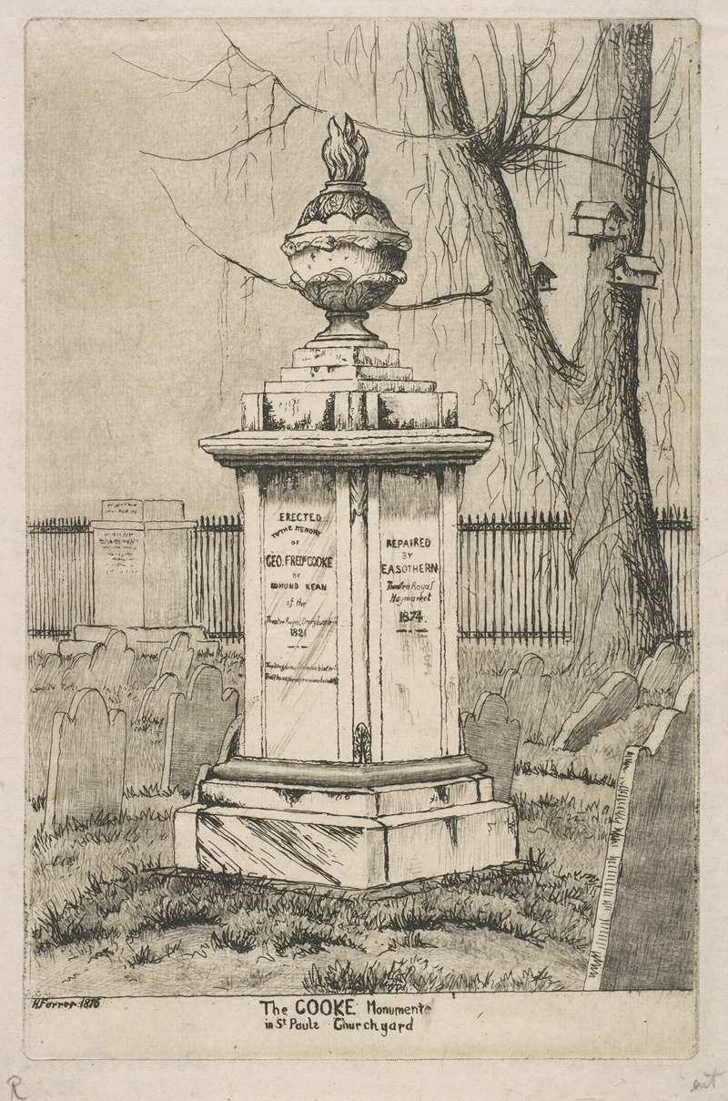 Henry Farrer - The Cooke Monument in St. Paul’s Churchyard, from ‘Scenes of Old New York’