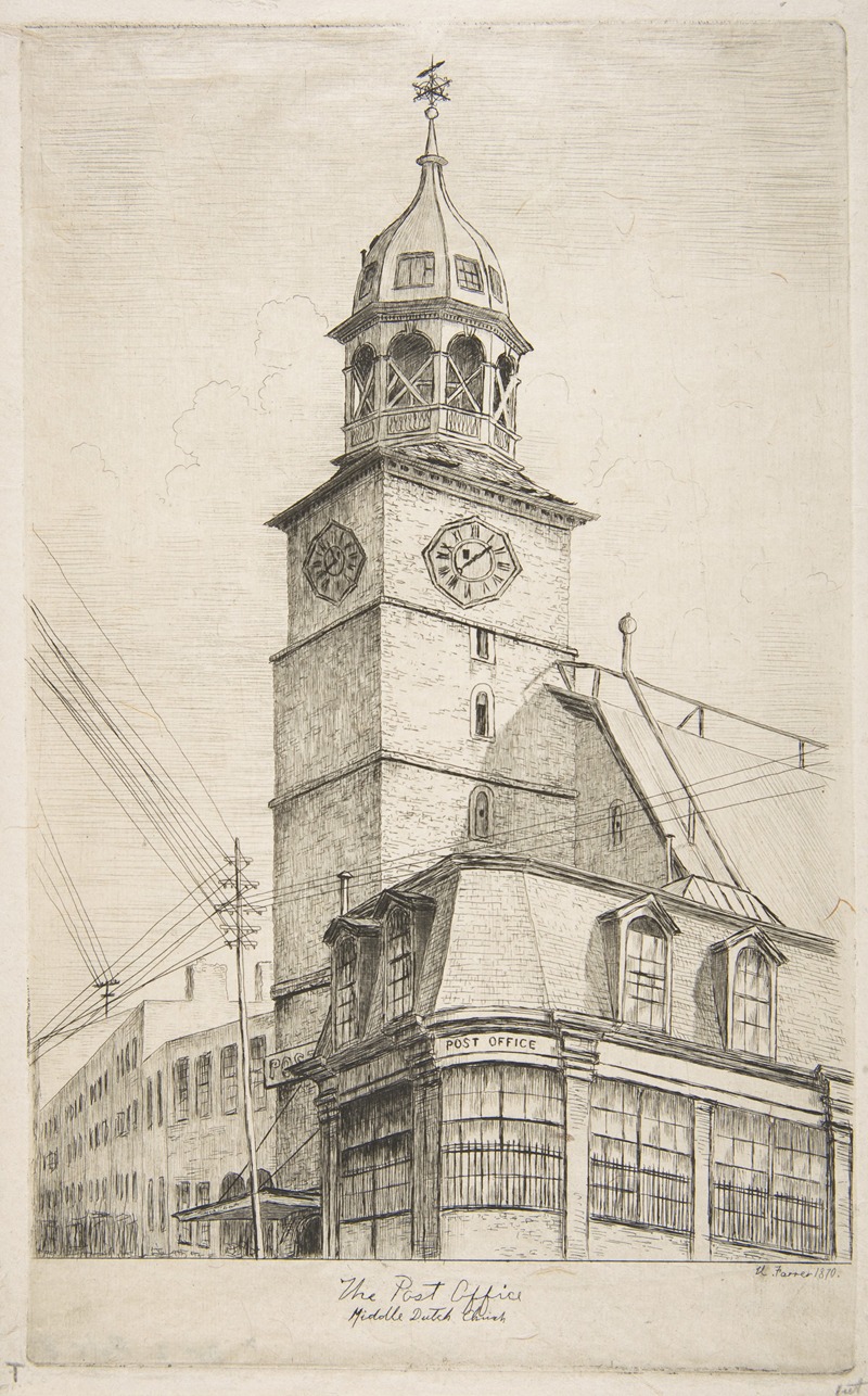 Henry Farrer - The Post Office, Middle Dutch Church, from ‘Scenes of Old New York’.