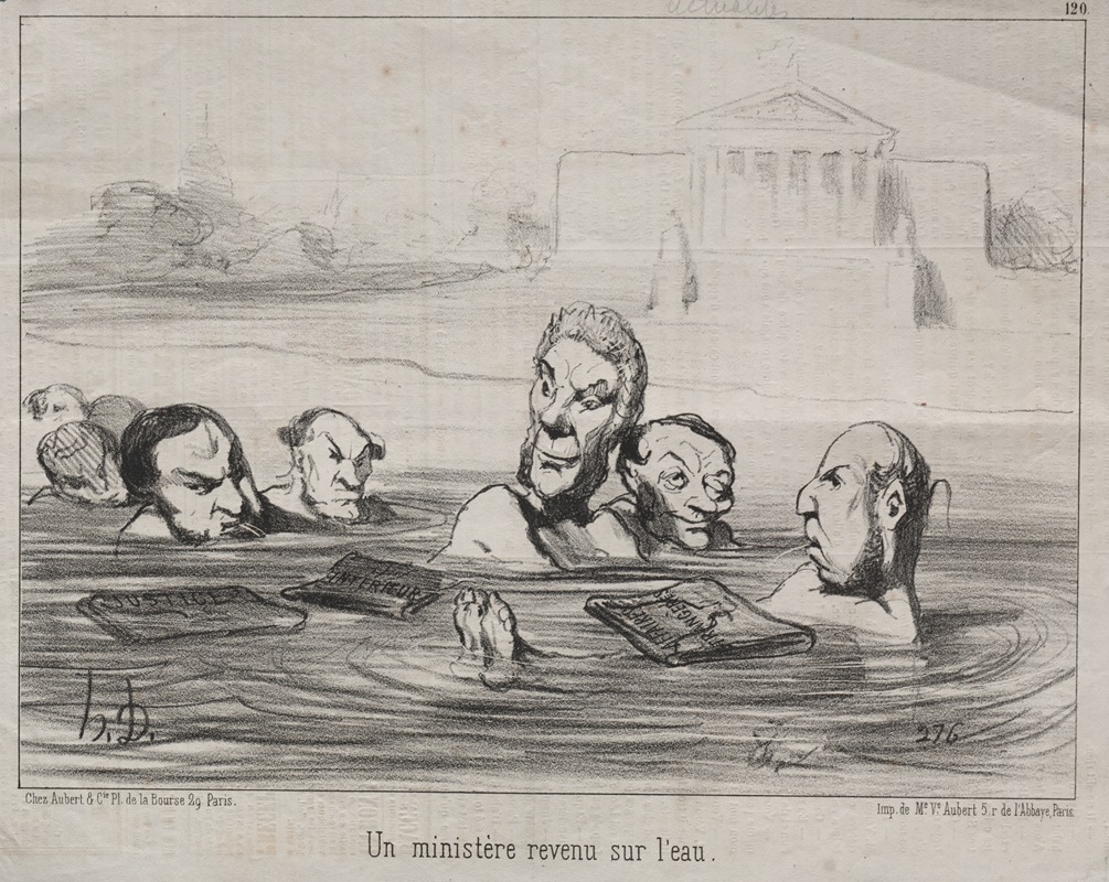 Honoré Daumier - A minister back in the water