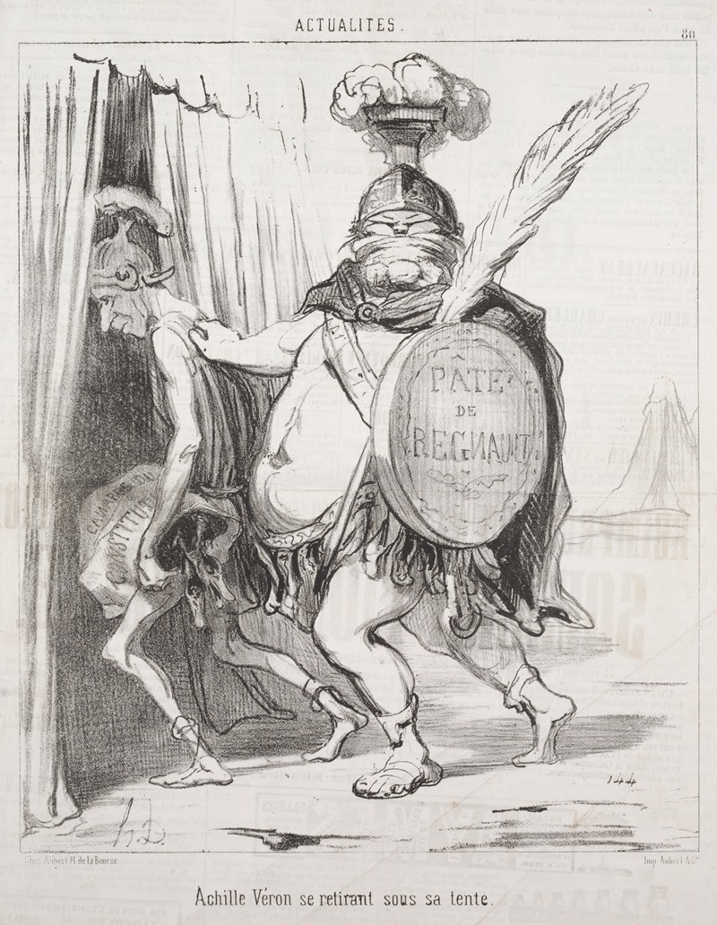 Honoré Daumier - Achilles Véron withdrawing into his tent.