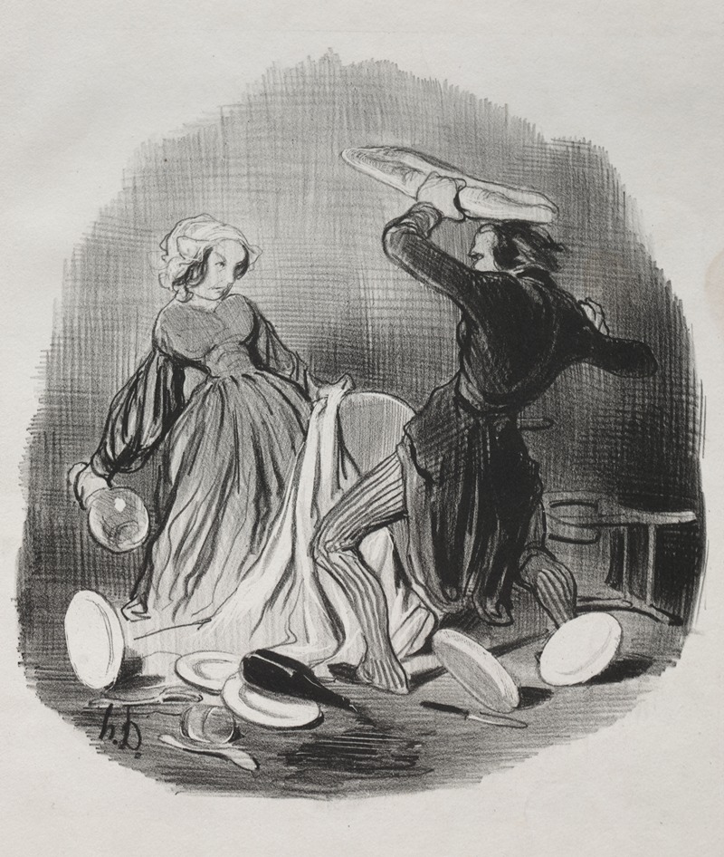 Honoré Daumier - Ah! You Think Your Wife Does Not Provide Enough for You, Villain. . . .