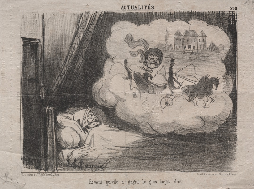 Honoré Daumier - Dreaming that she won the big gold bar