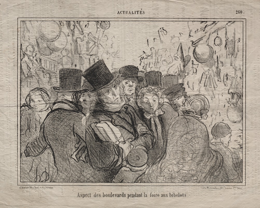 Honoré Daumier - View of boulevards during a market for trinkets