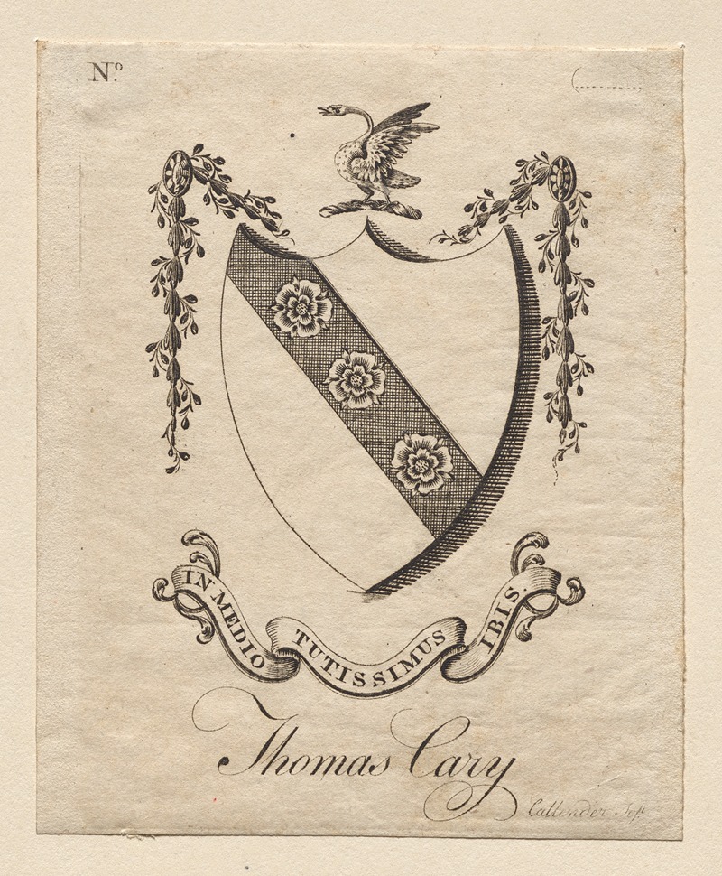 Joseph Callender - Coat of Arms with Thomas Cary inscribed below