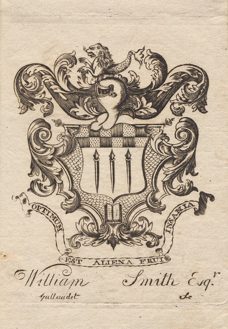 Joseph Callender - Coat of Arms with William Smith, Esq. inscribed below