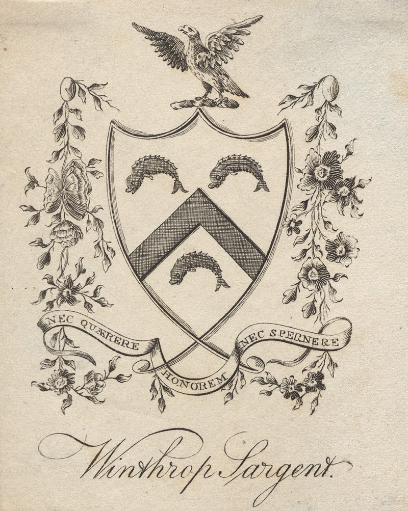 Joseph Callender - Coat of Arms with Winthrop Sargent inscribed below