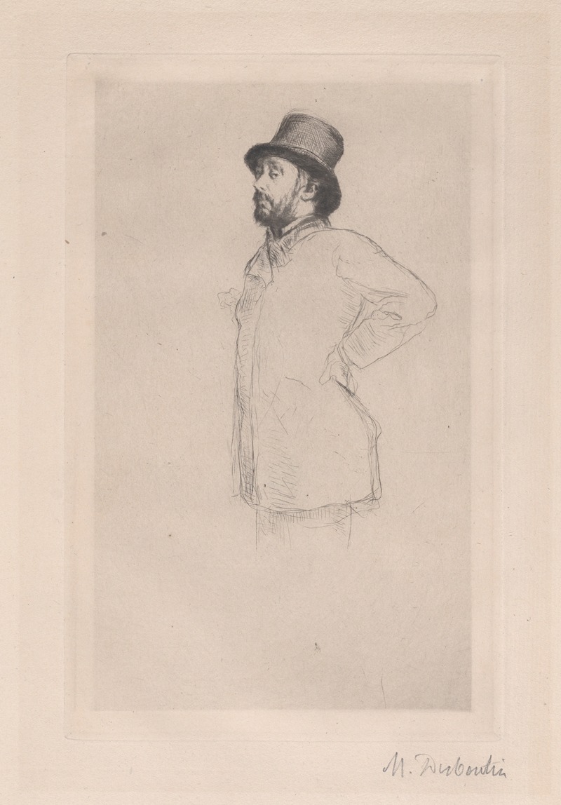 Marcellin-Gilbert Desboutin - Portrait of Edgar Degas, wearing a hat