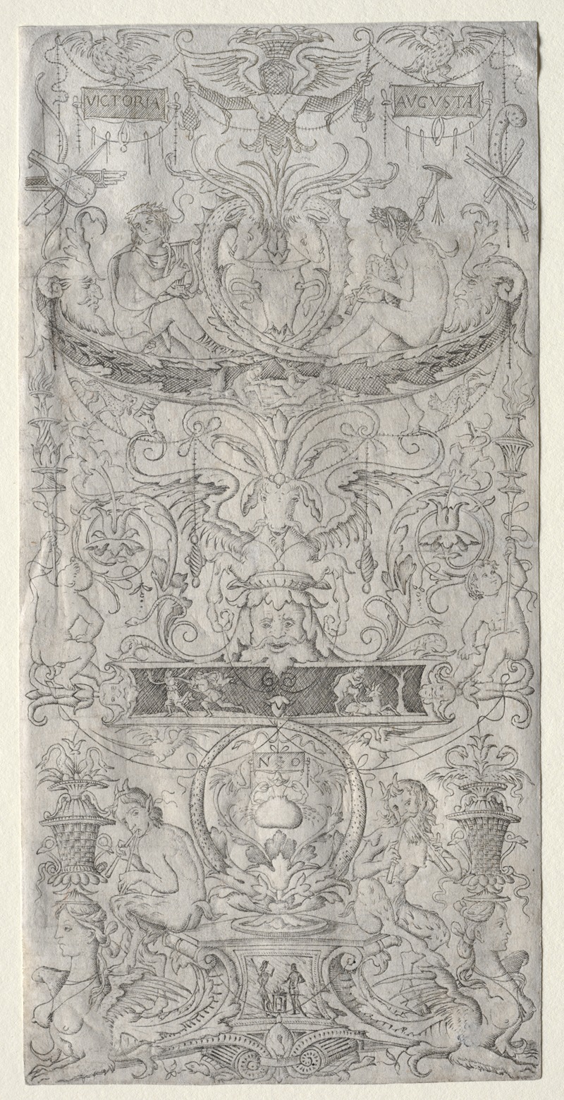 Nicoletto da Modena - Panel of Ornament Inscribed Victoria Augusta