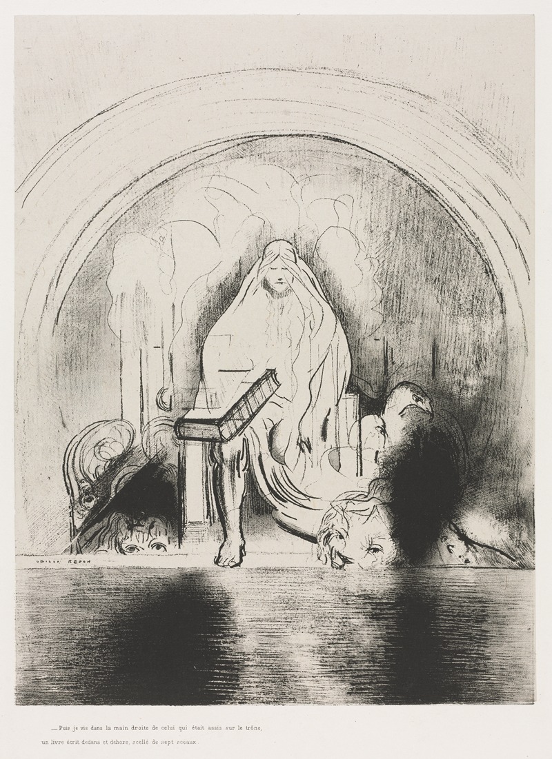 Odilon Redon - And I Saw in the Right Hand of Him that Sat on the Throne a Book Written within and on the Backside, Sealed with Seven Seals