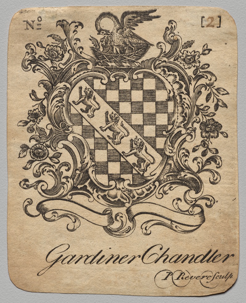 Paul Revere II - Coat of Arms with Gardiner Chandler inscribed below