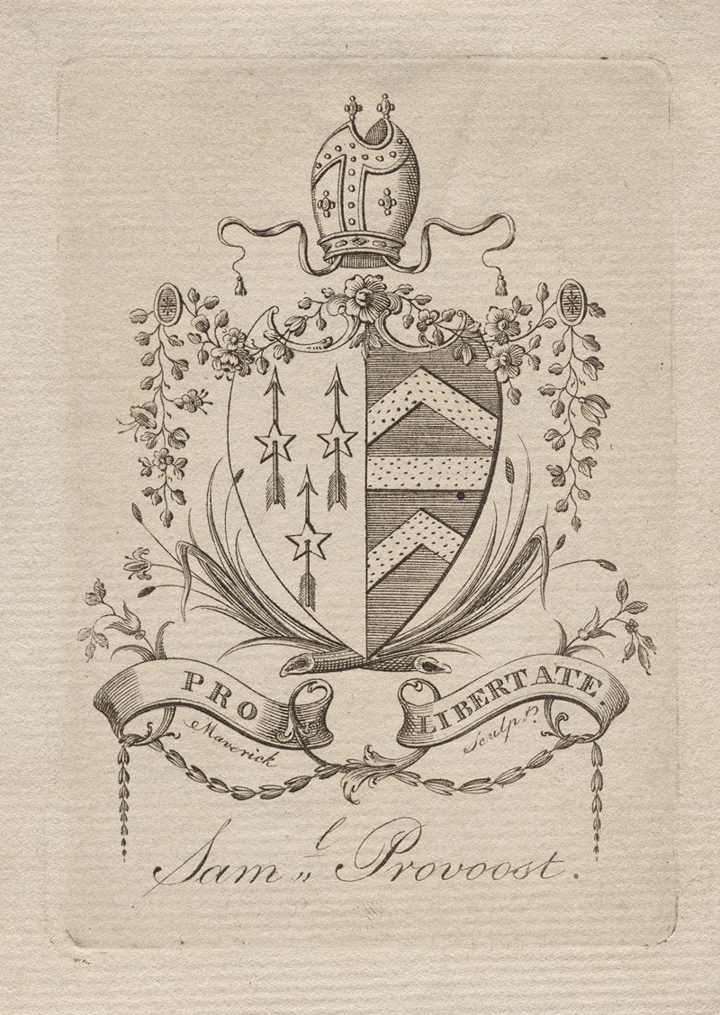 Peter Rushton Maverick - Coat of Arms with Sam’l Provoost inscribed below