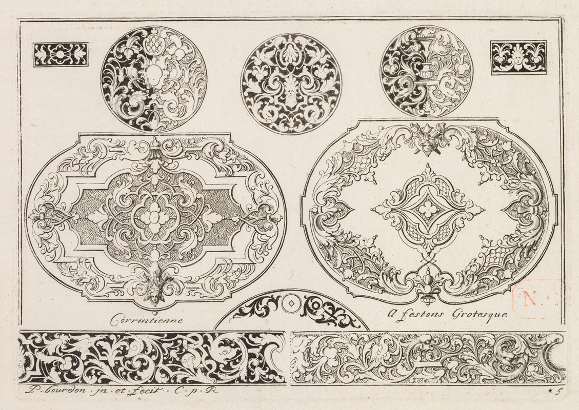 Pierre Bourdon - #4 from ‘Livre second essais de gravjre’ second book of Engraved Designs