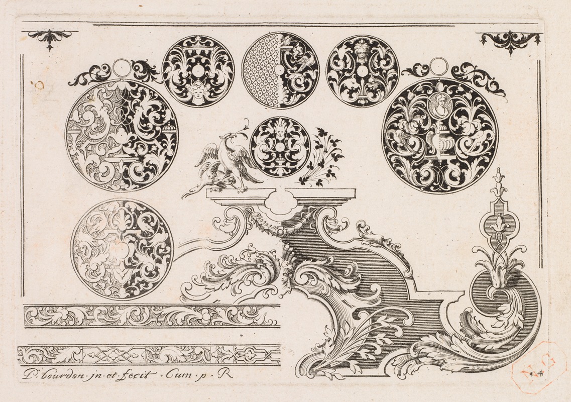 Pierre Bourdon - #5 from ‘Livre second essais de gravjre’ second book of Engraved Designs