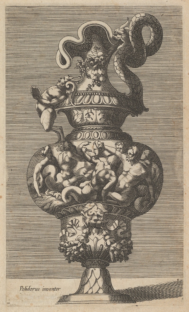 René Boyvin - Vase with a Group of Mermaids, Mermen and Sea Centaurs