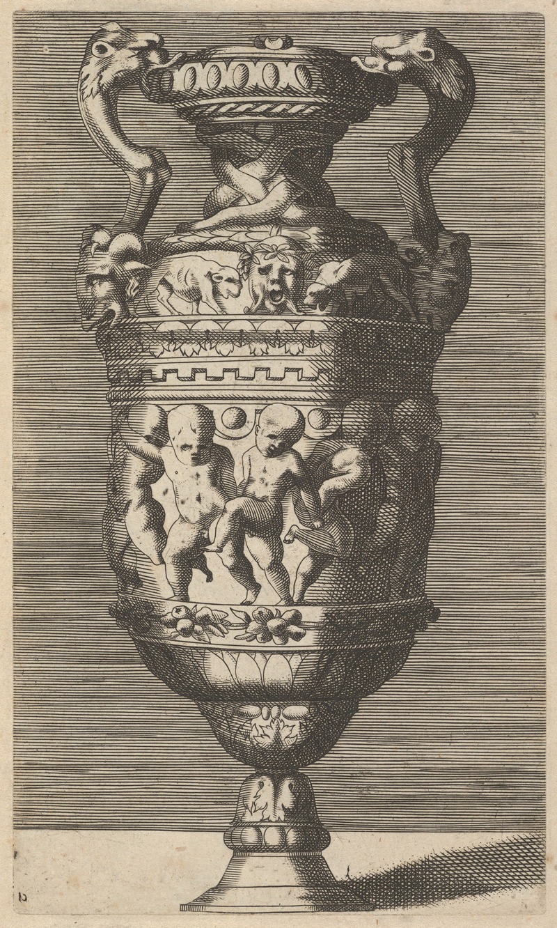 René Boyvin - Vase with Dancing Putti