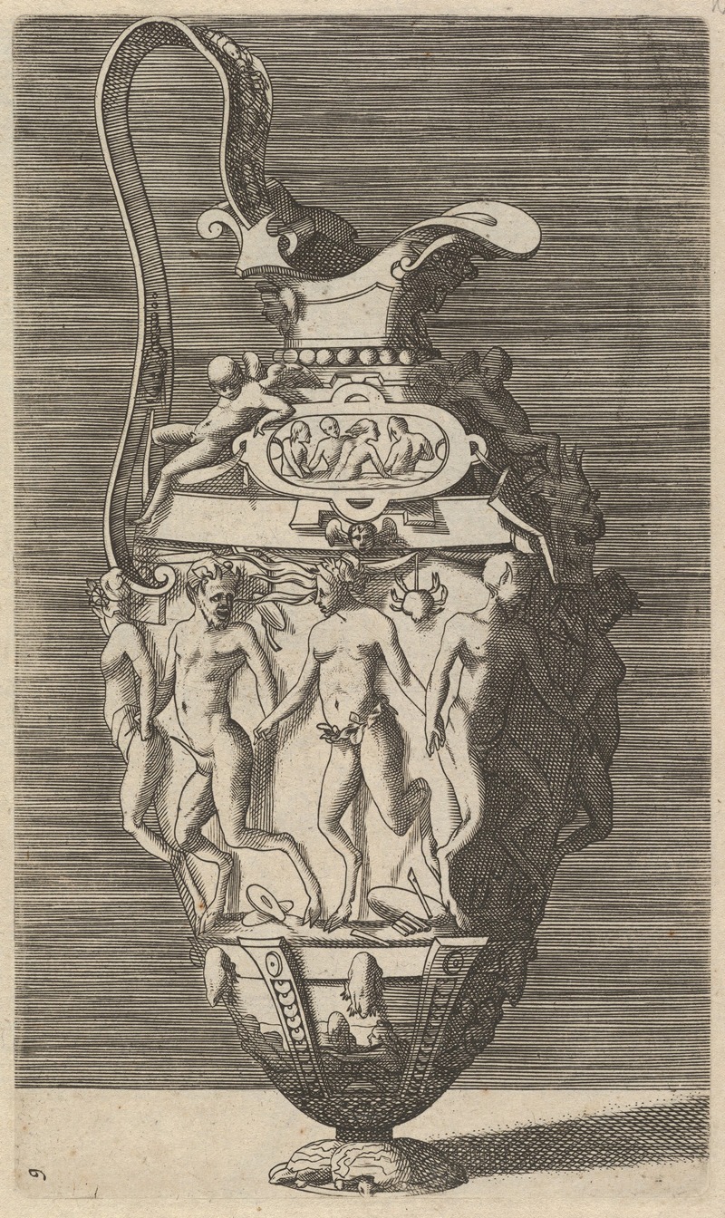 René Boyvin - Vase with Dancing Women and Satyrs