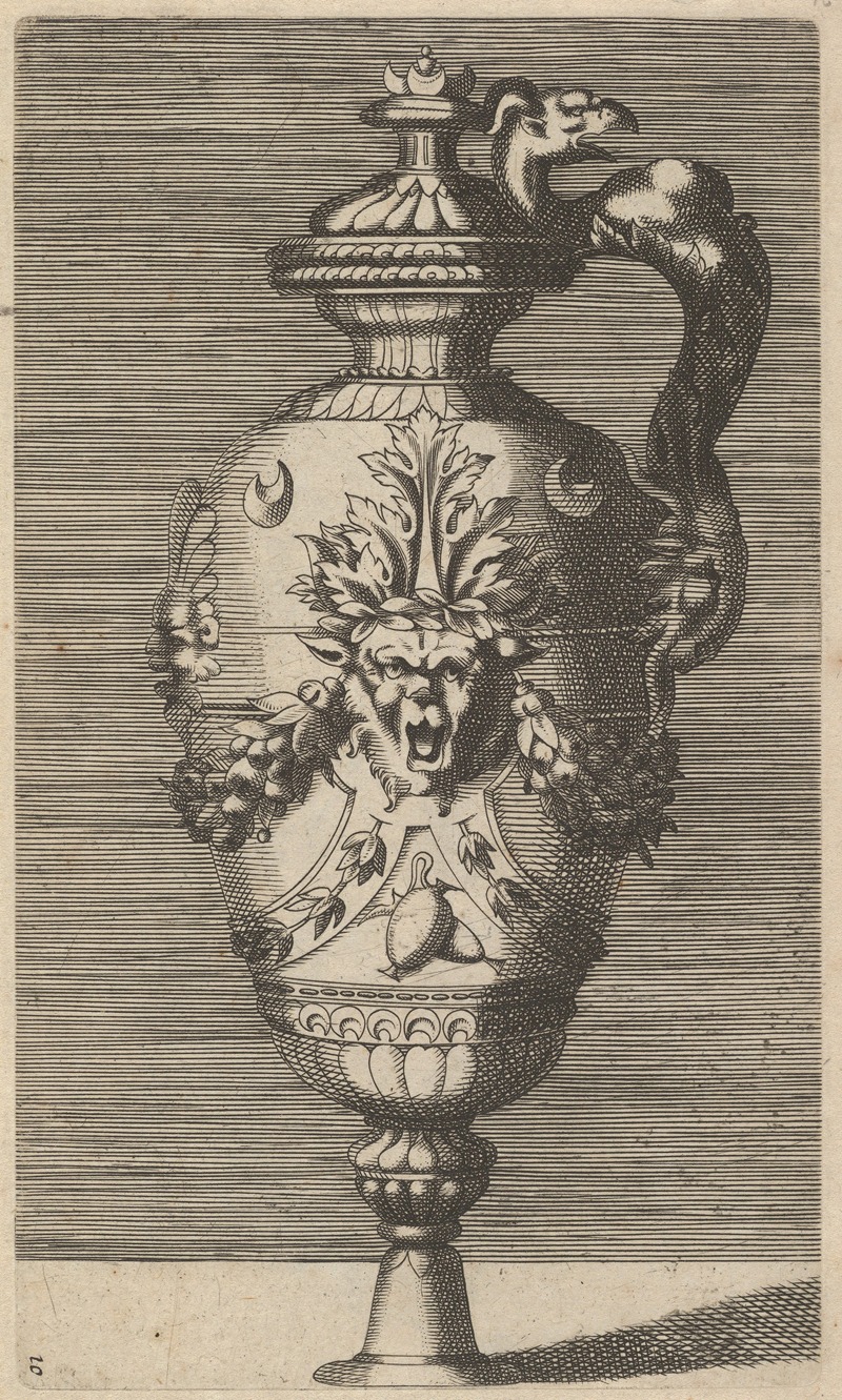 René Boyvin - Vase with Lid, Decorated with a Mask and Garlands