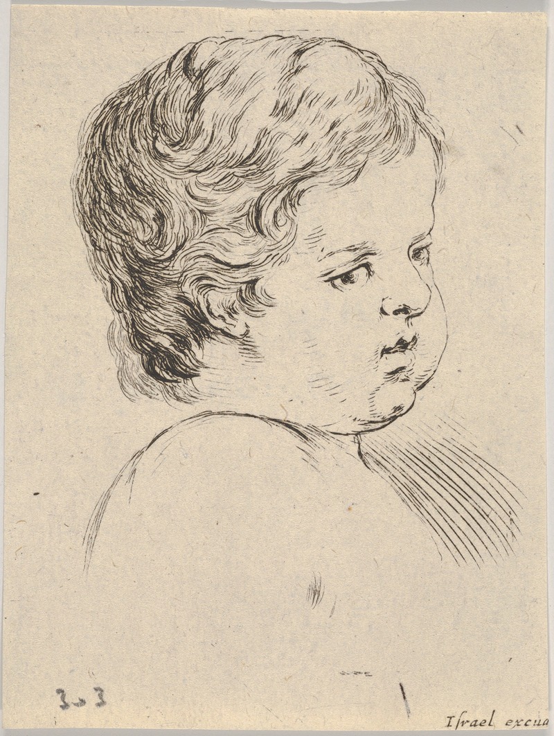 Stefano Della Bella - Plate 12; head of a child