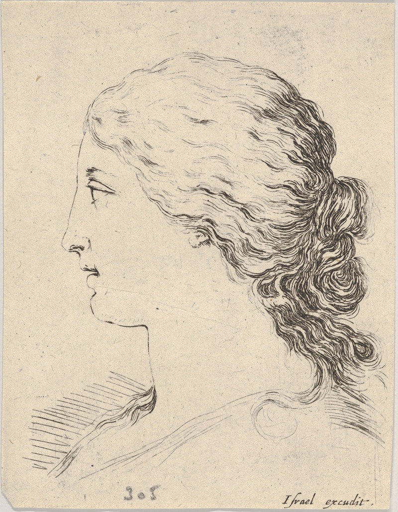 Stefano Della Bella - Plate 14; head of a woman