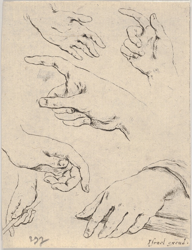 Stefano Della Bella - Plate 6; six hands