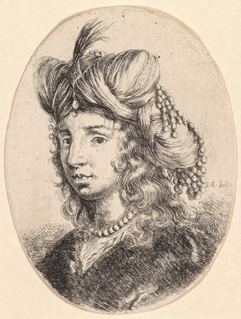 Stefano Della Bella - Sultana Wearing a Pearl Necklace and a Turban