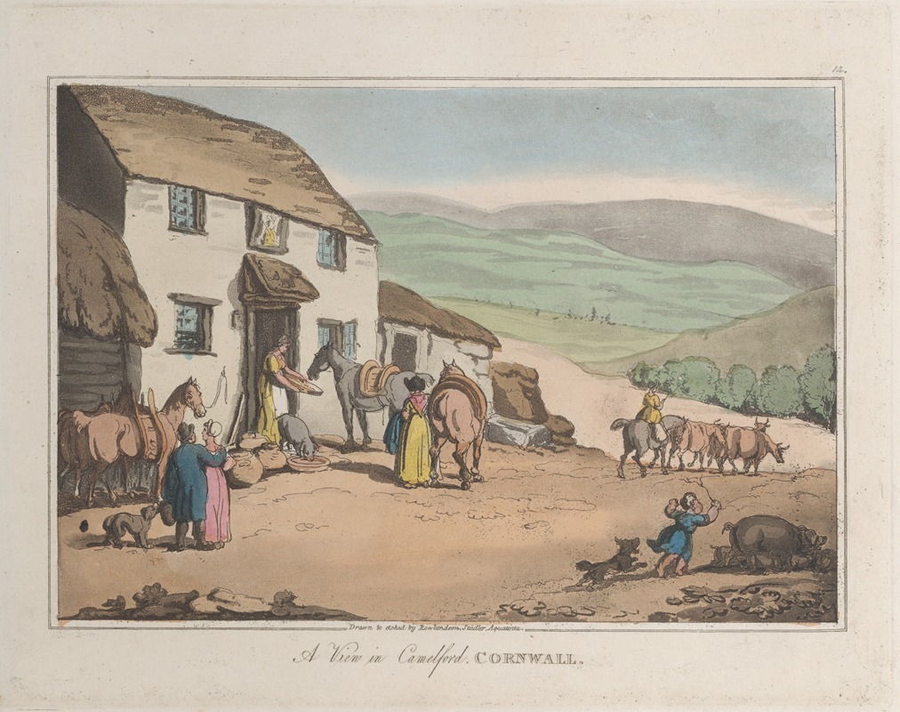 Thomas Rowlandson - A View of Camelford, Cornwall