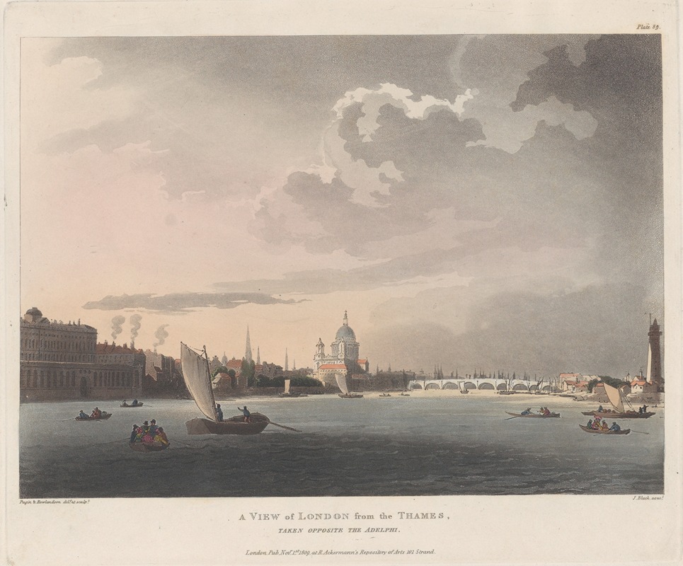 Thomas Rowlandson - A View of London from the Thames