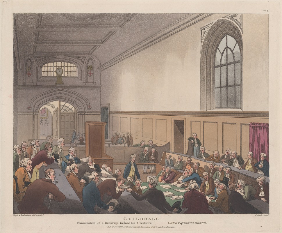 Thomas Rowlandson - Guildhall, Examination of a Bankrupt before his Creditors