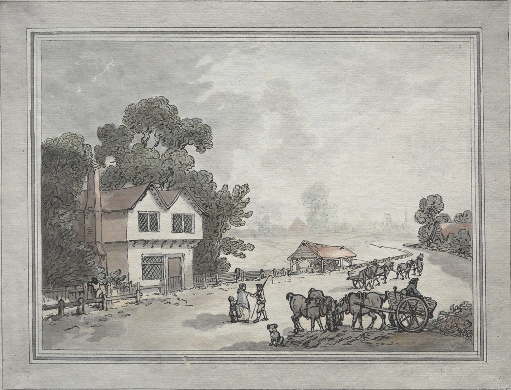 Thomas Rowlandson - Horses and Carts on a Country Road