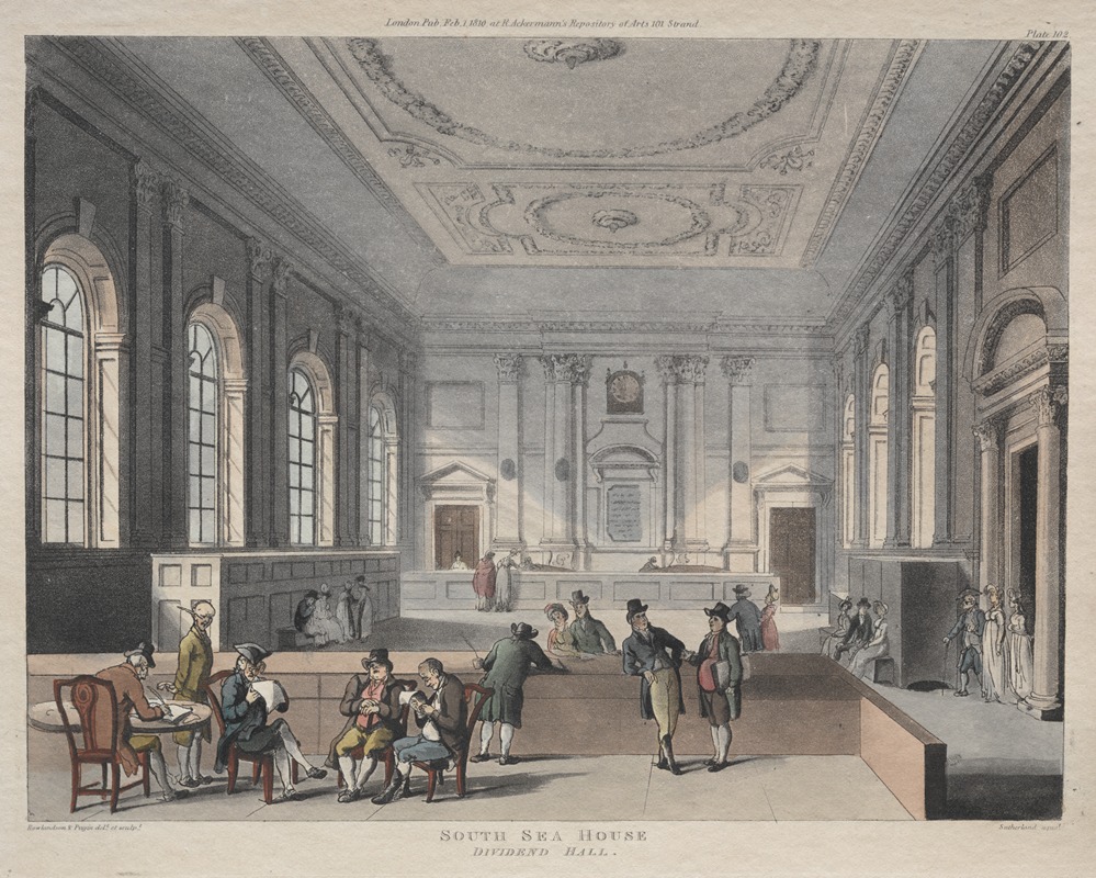 Thomas Rowlandson - South Sea House, Dividend Hall