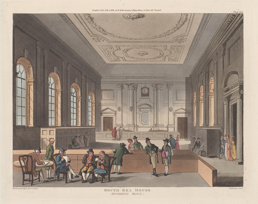 Thomas Rowlandson - South Sea House, Dividend Hall