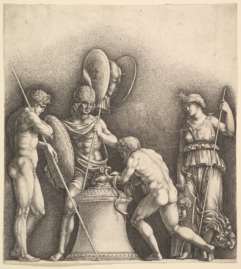 Wenceslaus Hollar - Four classical figures (pagan sacrifice)