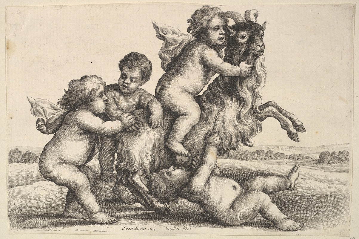 Wenceslaus Hollar - Four small boys and a goat