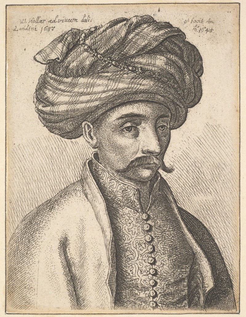 Wenceslaus Hollar - Head and shoulders of a Turkish man, with a moustache and a large turban