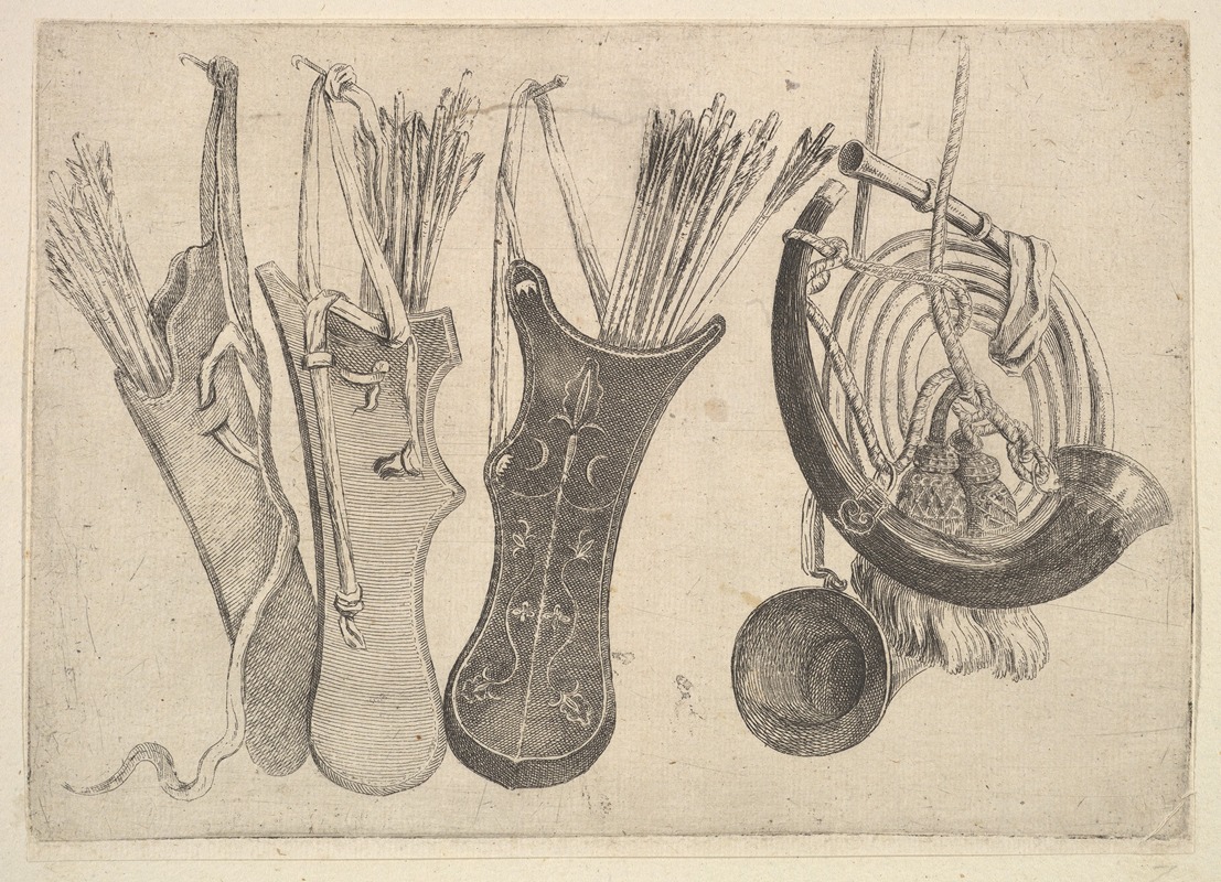 Wenceslaus Hollar - Quivers and hunting horns