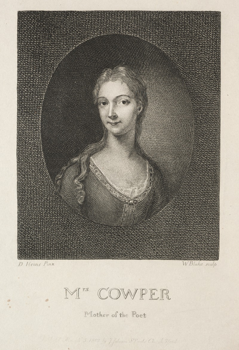 William Blake - Mrs. Cowper, Mother of the Poet